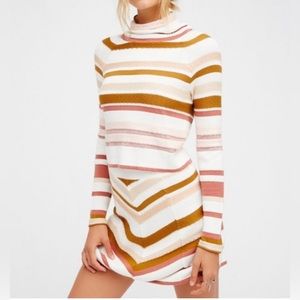 Free People What a Flirt Knit Mink Skirt with Chevron pattern